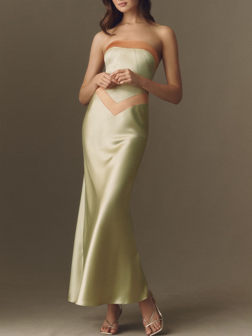New with tags! Mare mare green color block satin dress